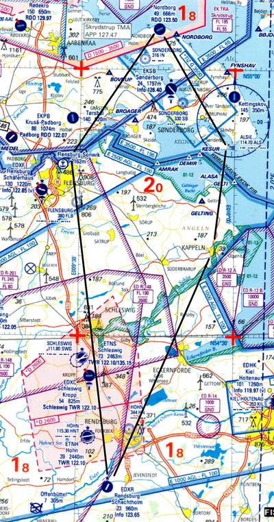 Streckenkarte Rendsburg-Nordborg